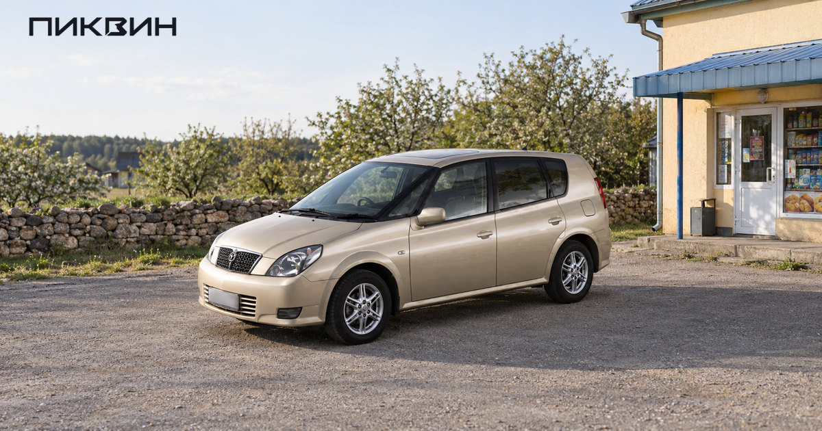 Toyota Opa после обновления 2002 года, вид спереди в три четверти.