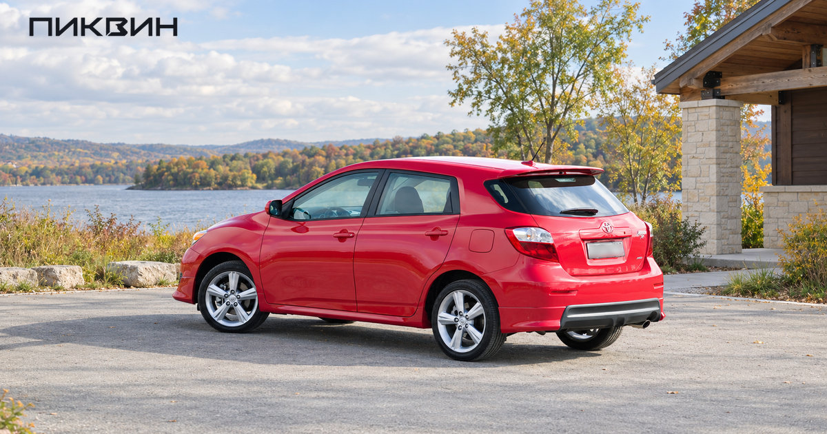 Toyota Matrix второго поколения, вид сзади и сбоку с закрытой пятой дверью.