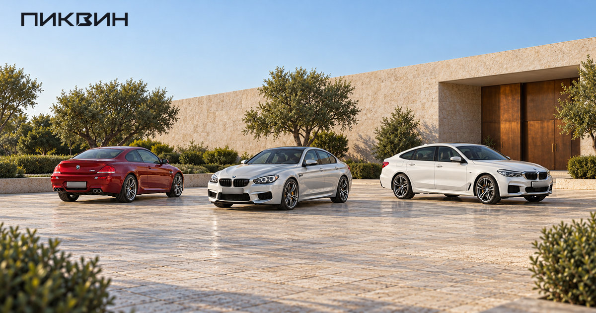 BMW M6 E63, M6 Gran Coupé F06 и 6 Gran Turismo G32 рядом для сравнения кузовов