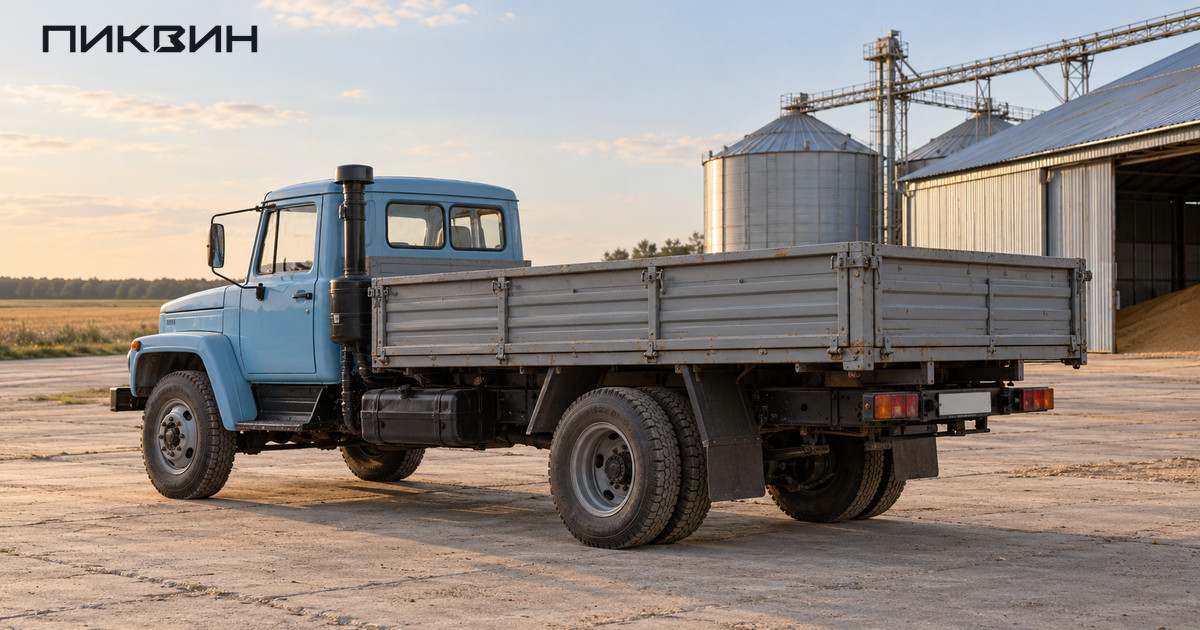 Бортовой ГАЗ-3309 со спаренными задними колёсами.