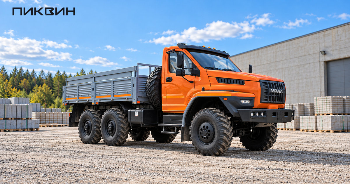 Бортовой Урал NEXT 6×6 с тремя осями и односкатными колёсами