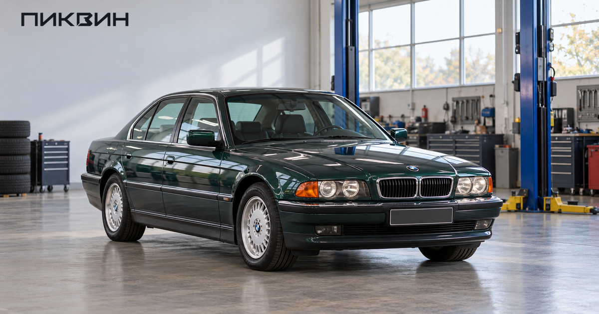 BMW 740i E38 стандартной базы со штатной оптикой перед осмотром