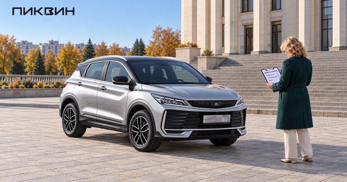 Покупатель сверяет список оснащения возле Belgee X50+ Prestige.