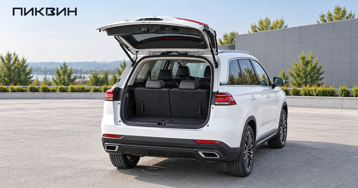 Семиместный Changan CS75 PRO с открытым багажником и поднятыми сиденьями третьего ряда