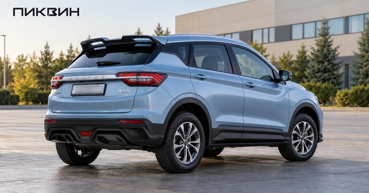 Новый голубой Belgee X50 Актив на штатных 16-дюймовых колёсах