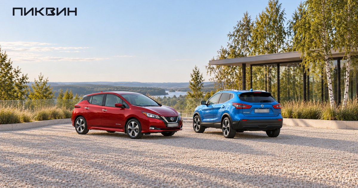 Леворульный Nissan Leaf II и российский Qashqai J11 на площадке выбора.