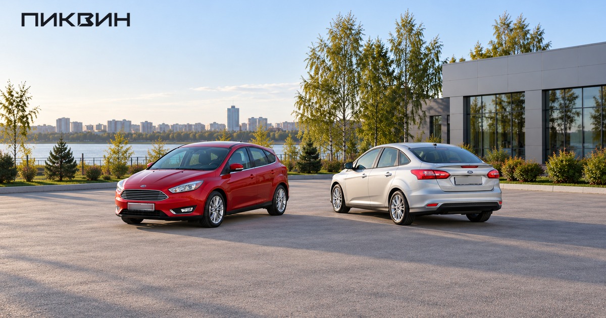 Хэтчбек и седан Ford Focus III на площадке выбора автомобилей