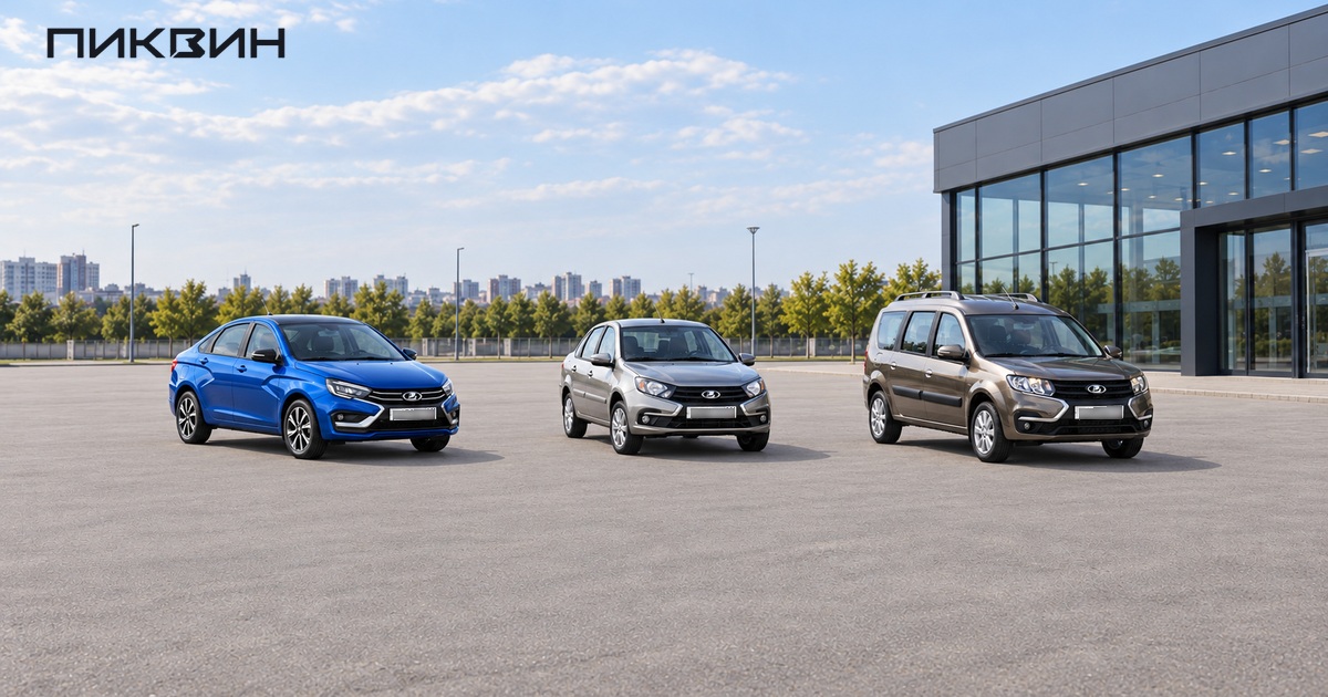 Три разных семейства Lada целиком на площадке выбора