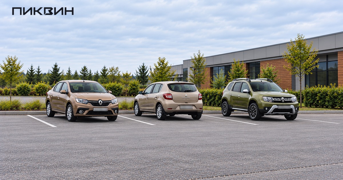 Целые Renault Logan, Sandero и Duster в раздельных местах выбора автомобиля
