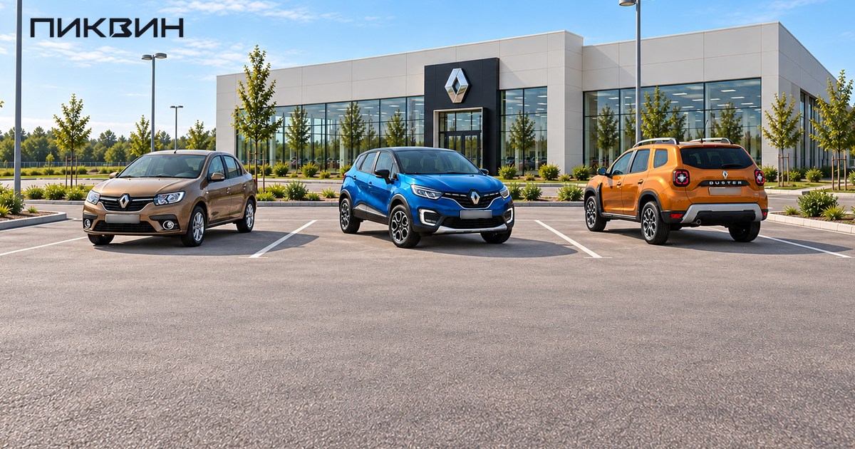 Renault Logan, Kaptur и Duster на независимых местах площадки выбора автомобилей.