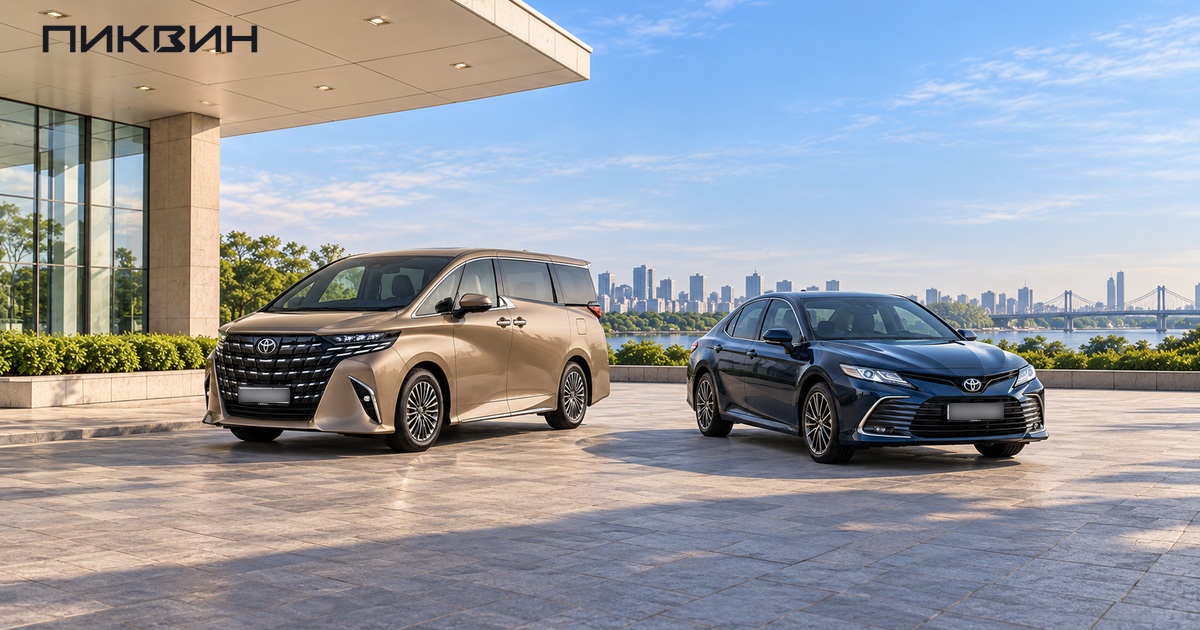 Toyota Alphard и Camry целиком на площадке выбора семейного автомобиля.