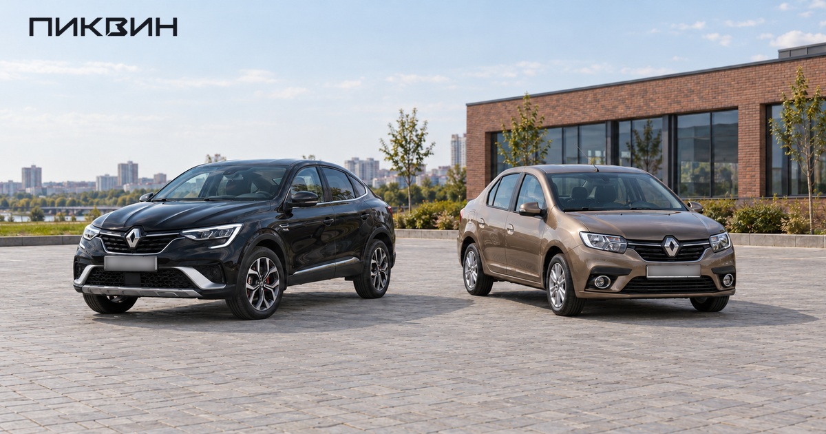 Renault Arkana европейского исполнения и Logan II на площадке выбора.