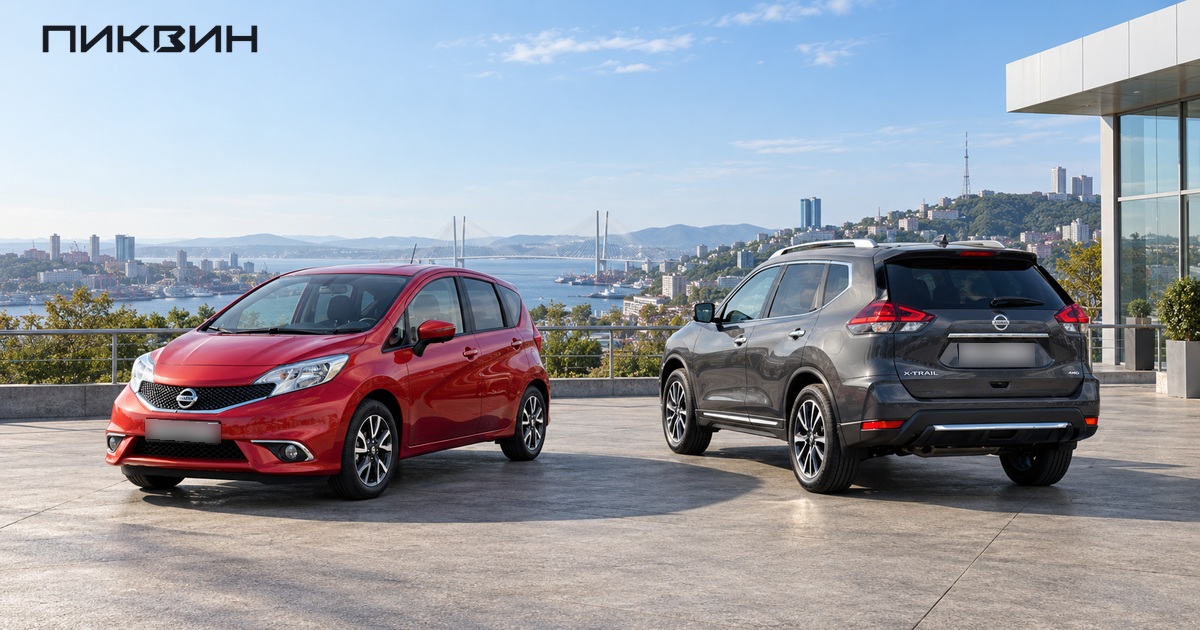 Европейский Nissan Note и Nissan X-Trail на отдельных местах выбора.