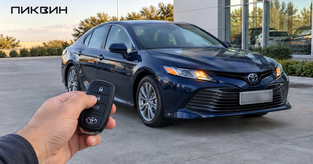 Один электронный ключ Toyota в руке при отдельной проверке дистанционного управления.