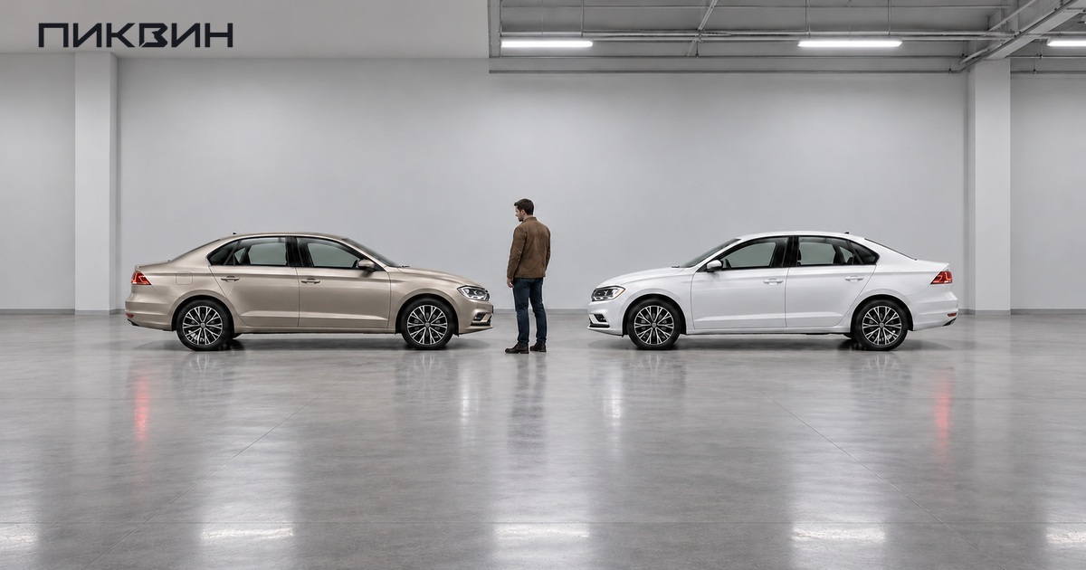 Выбор двух Volkswagen Bora Legend в крытом зале.
