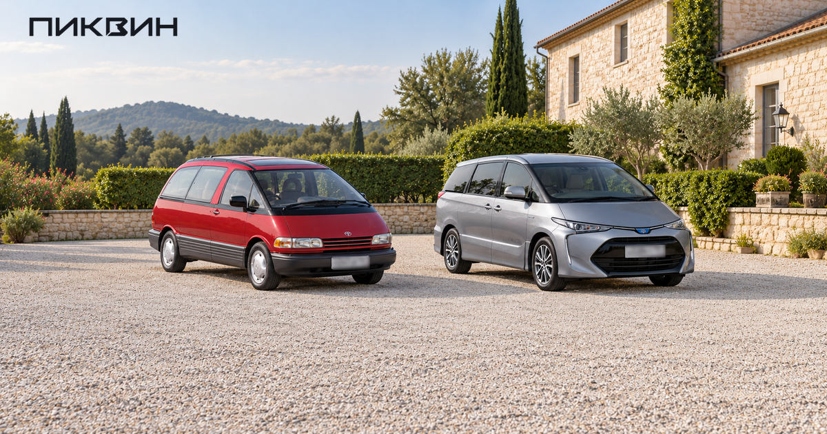 Toyota Estima первого поколения и Estima Hybrid третьего поколения после обновления 2016 года.