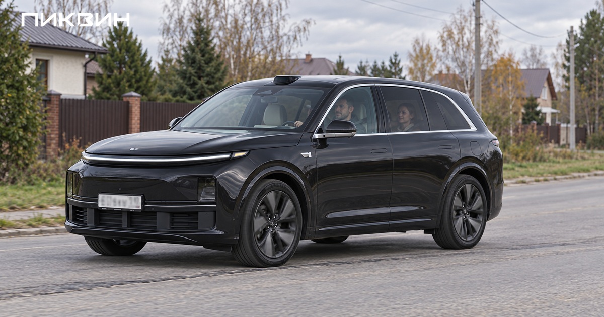 Li Auto L7 с водителем и задним пассажиром проходит небольшой дорожный стык.